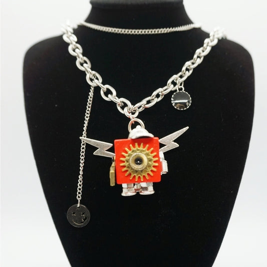 Red Pendant,Stainless Steel Necklace Set