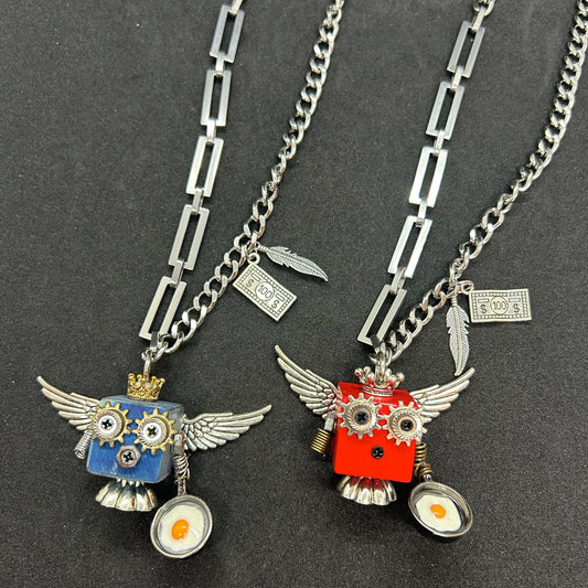 Owl Pendant Trendy Necklaces, Stainless Steel, Handmade Gift for Friends